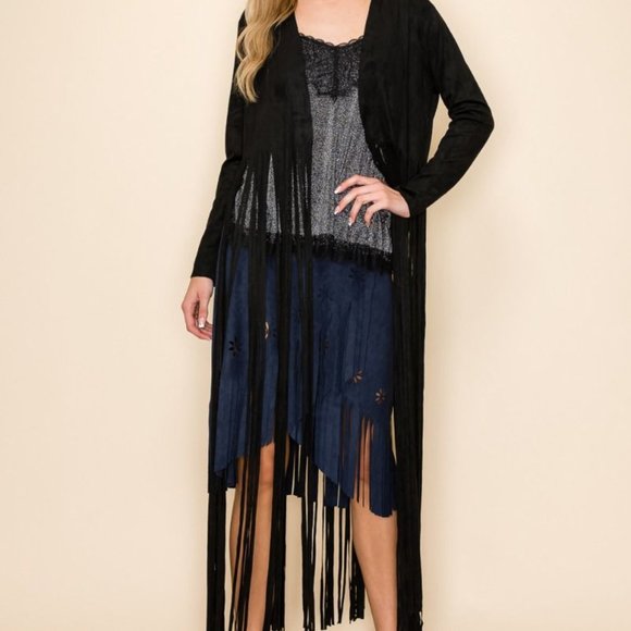 NEW VOCAL suede fringe DUSTER JACKET Woodstock Boho western rodeo cowgirl SM-3X - Picture 8 of 12